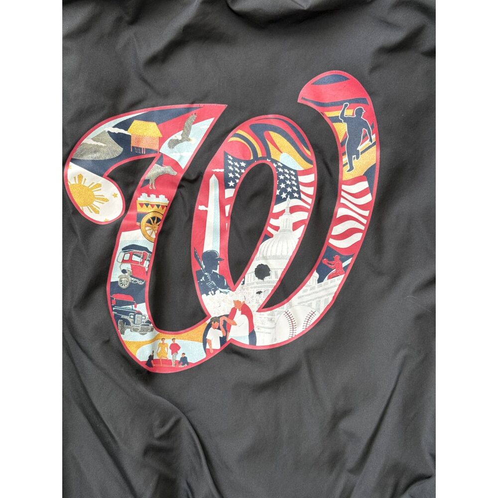 WASHINGTON NATIONALS Filipino Heritage Snap Bomber Jacket Black Mens Size XXL
